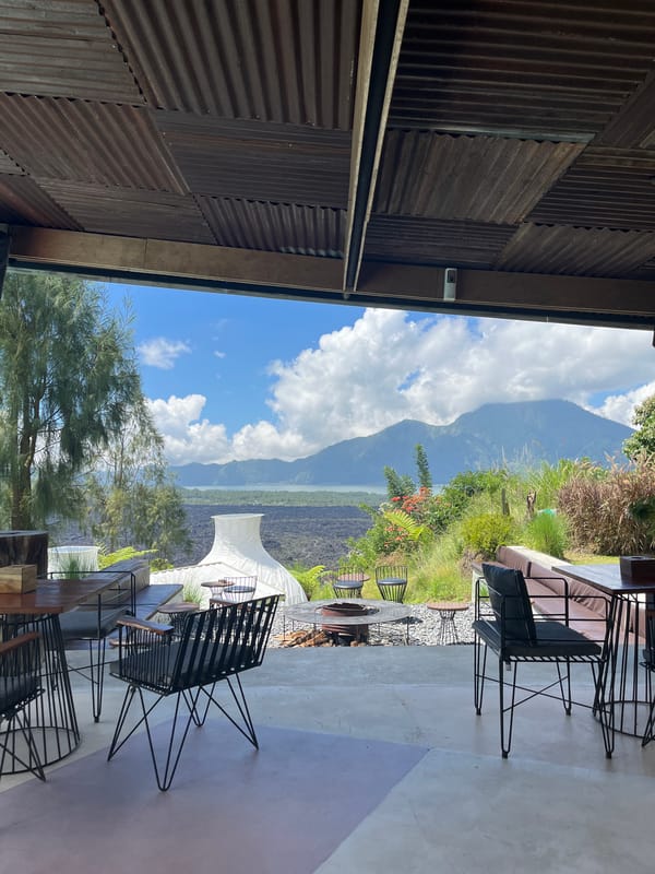 Early morning coffee enjoyed at mountain cafe in Kintamani