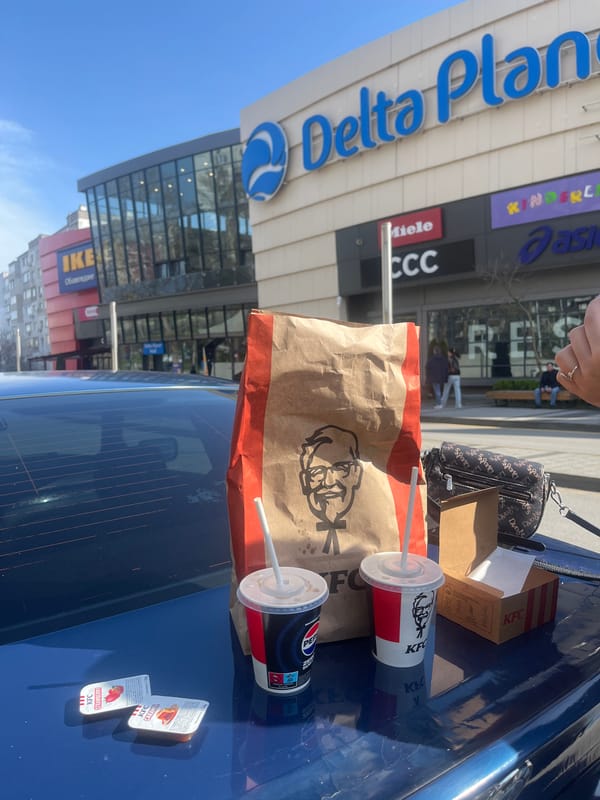 KFC meal photographed on car hood in Varna