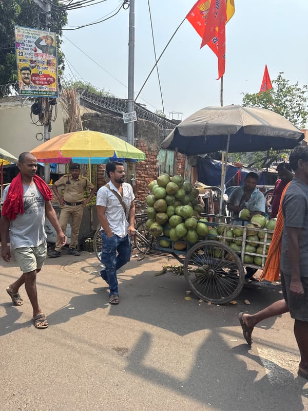 Daily street life documented in Kolkata commercial district