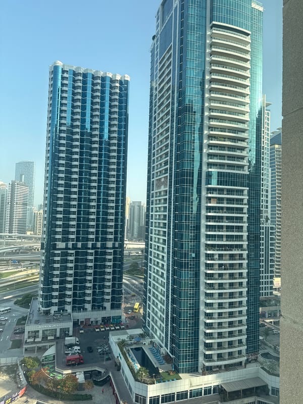 Residential towers rise above Dubai's modern skyline