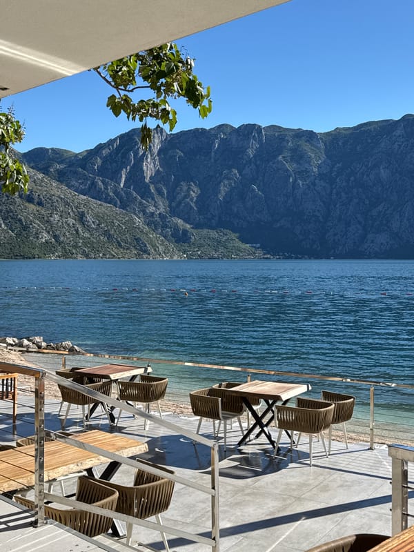 Morning scenes at Kotor Bay hotel and restaurants in Montenegro