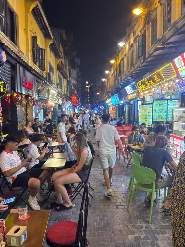 Hanoi's Ta Hien Street buzzing on a summer night