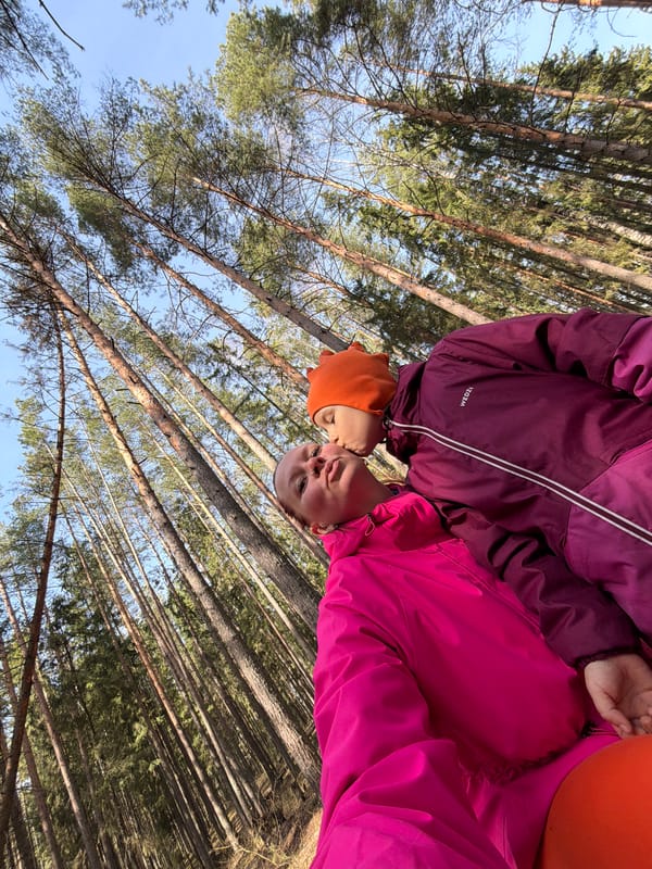 Family group photographed in forest near Chaikovsky, Russia