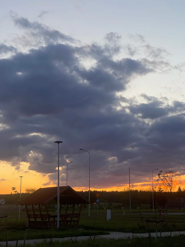 Sunset with dramatic clouds observed in Michalinowo, Poland