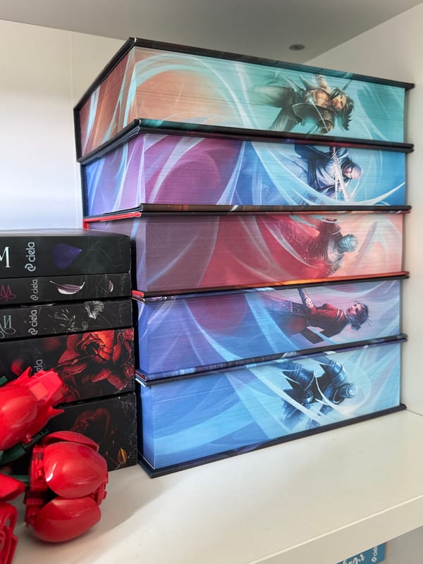 Bookshelf with matching combat-themed hardcover books spotted in Sofia