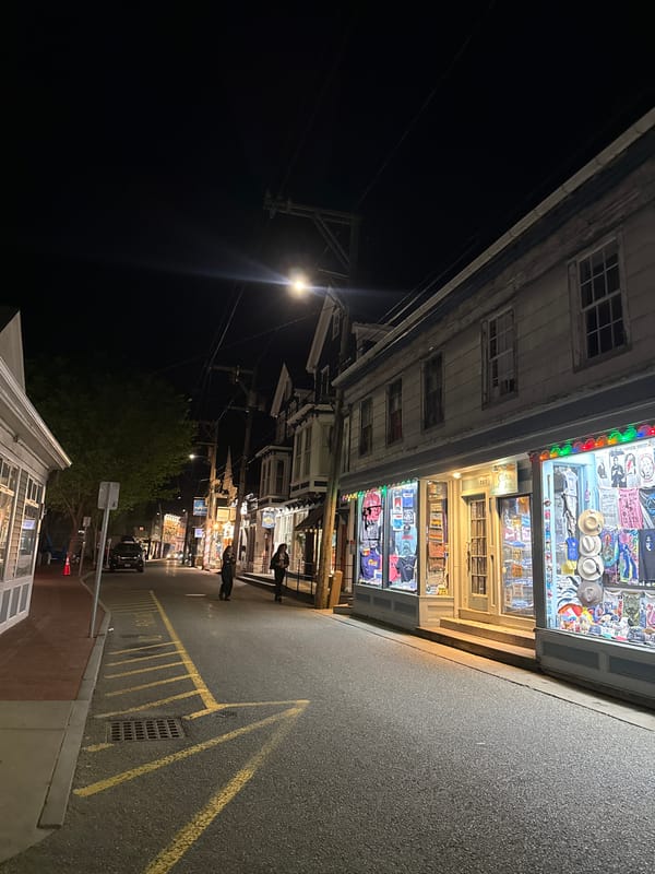 Late-night street scenes documented in Provincetown, Massachusetts