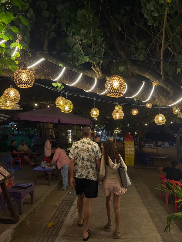 Kuta Beach's nighttime bar and dining scene, Bali