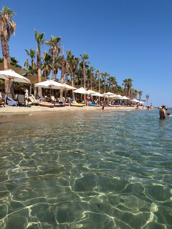 Clear skies and calm Aegean water at Keramoti beach