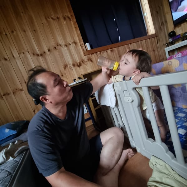 Baby feeding and snacking inside a room in Dunnae-myeon