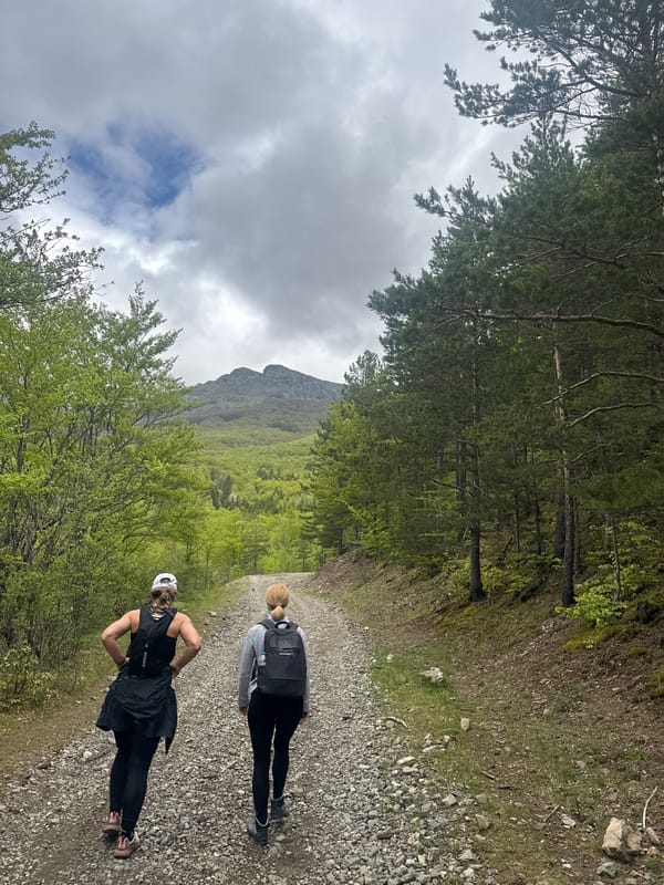 Two hikers spotted on mountain path near Tazha, Bulgaria