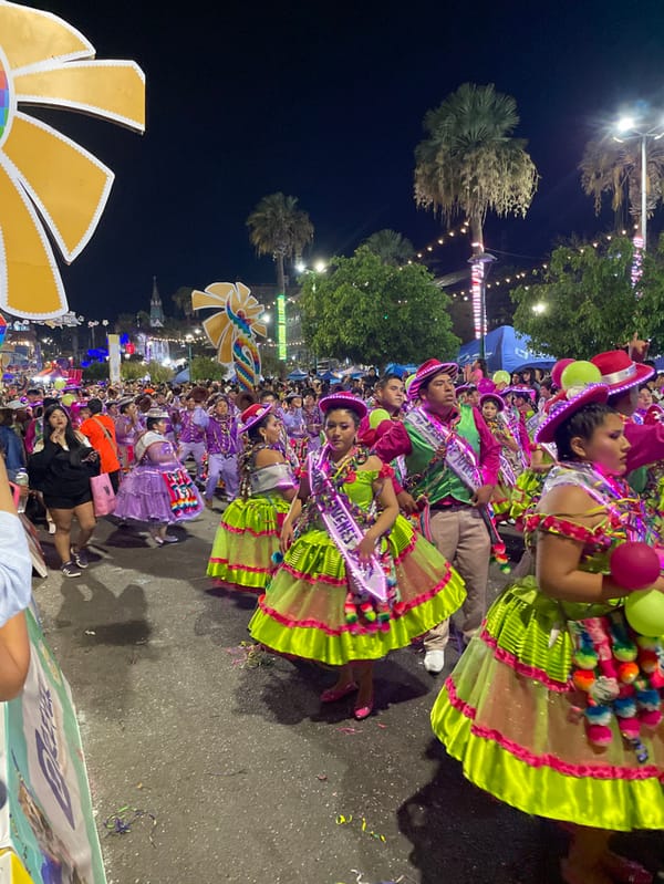 Traditional street festival with elaborate costumes celebrates in Arica, Chile