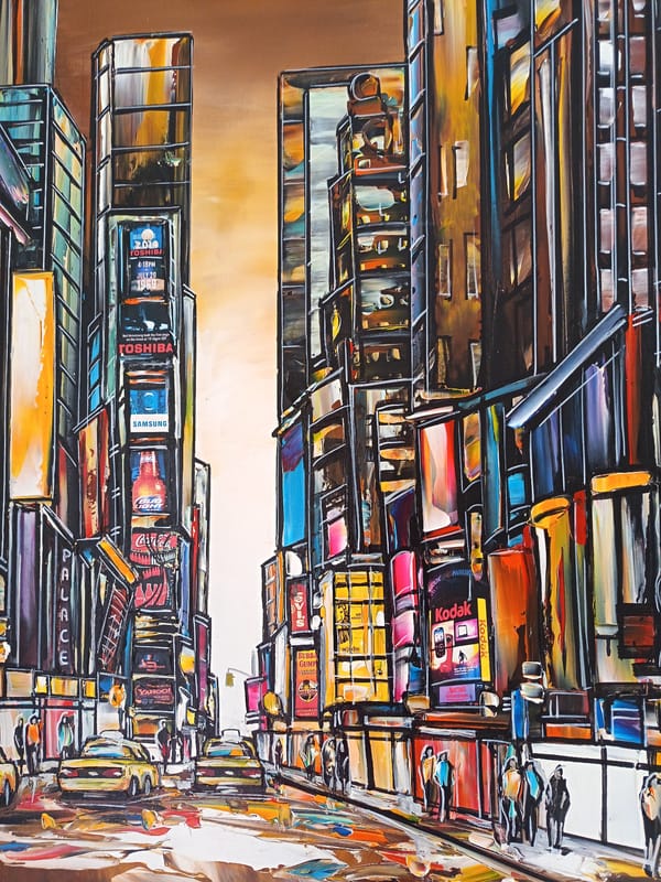 Art collection documented: paintings, drawings, NYC scenes captured briefly
