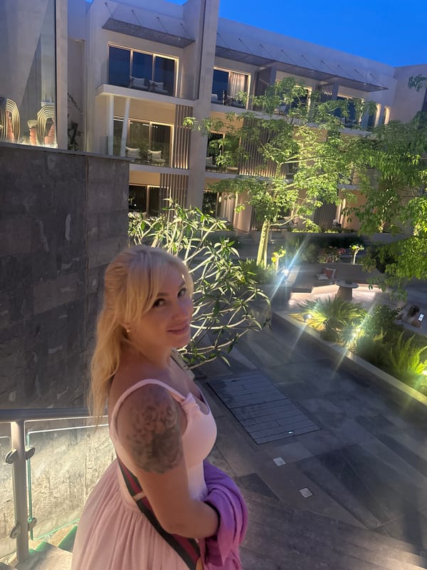 Woman observed outside residential building in El Gouna, Egypt