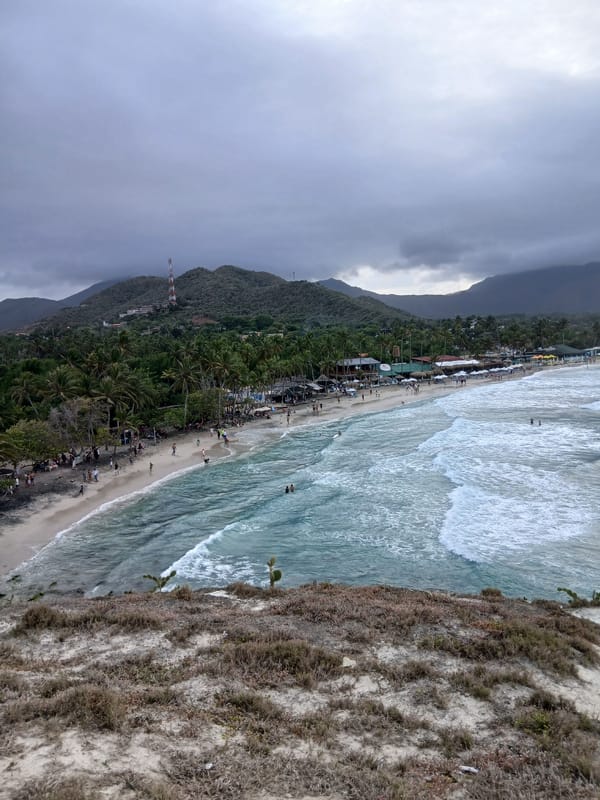 Witness captures overcast beach scene with cloud-obscured mountains
