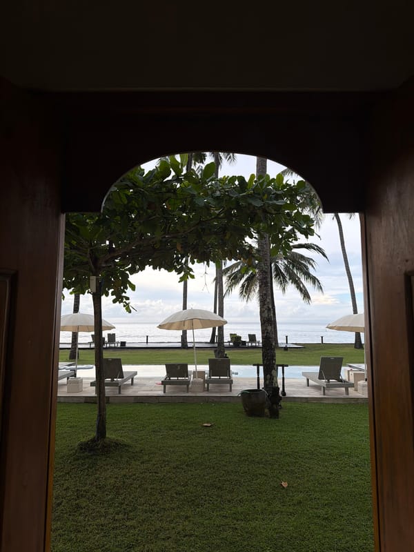 Nighttime coastal resort scenes documented in Karangasem, Indonesia