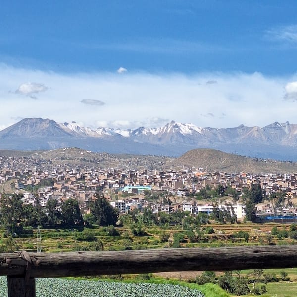 Urban landscape documented in mountainous Cayma, Peru