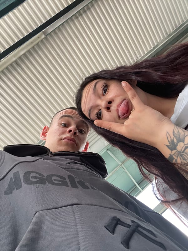 Young couple takes selfies at Bulgarian market
