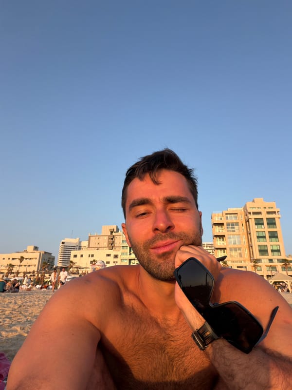 Beach sunset gathering captured in Tel-Aviv