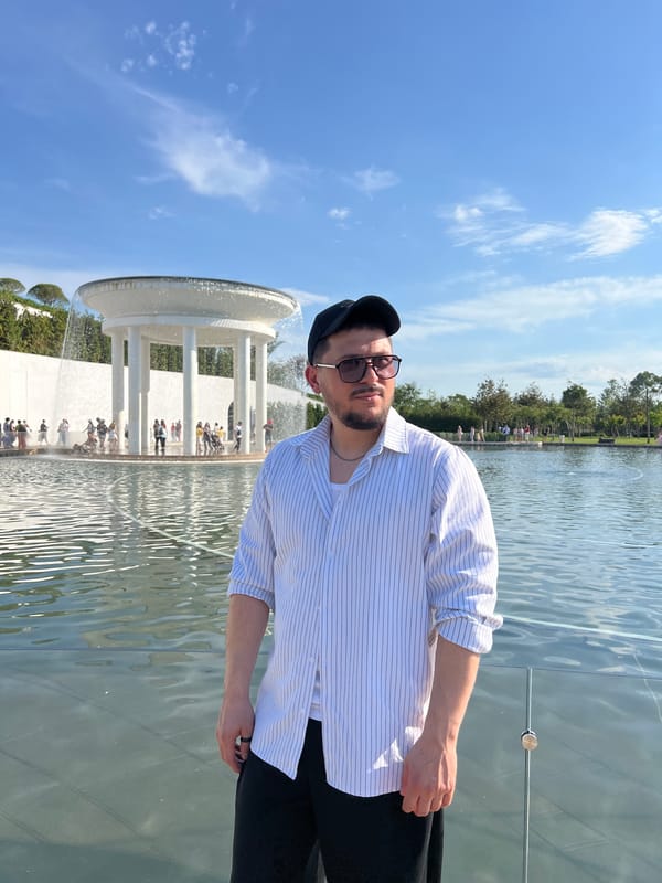 Afternoon at a park with water features and digital art installations