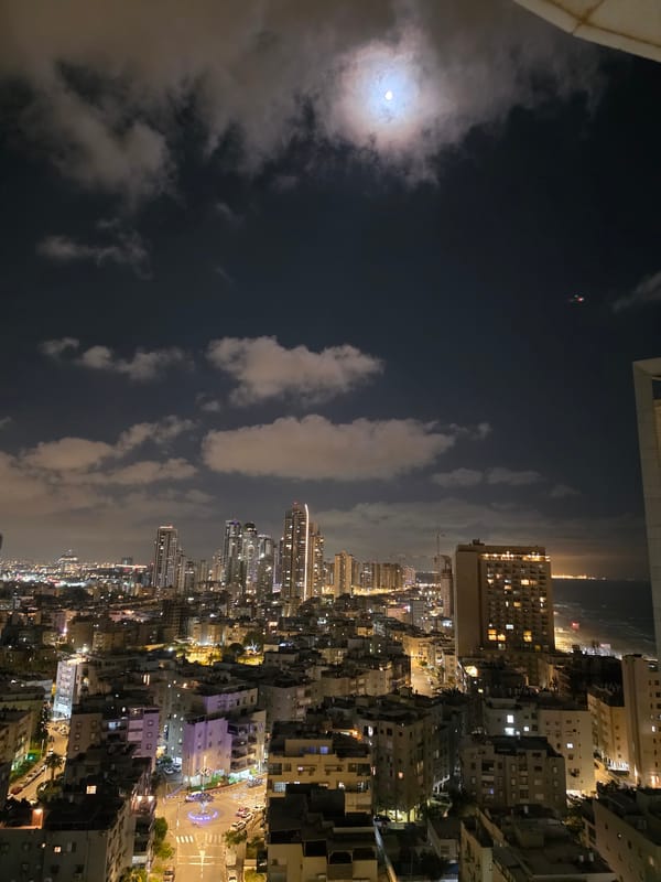 Full moon brightens Bat Yam cityscape on April night