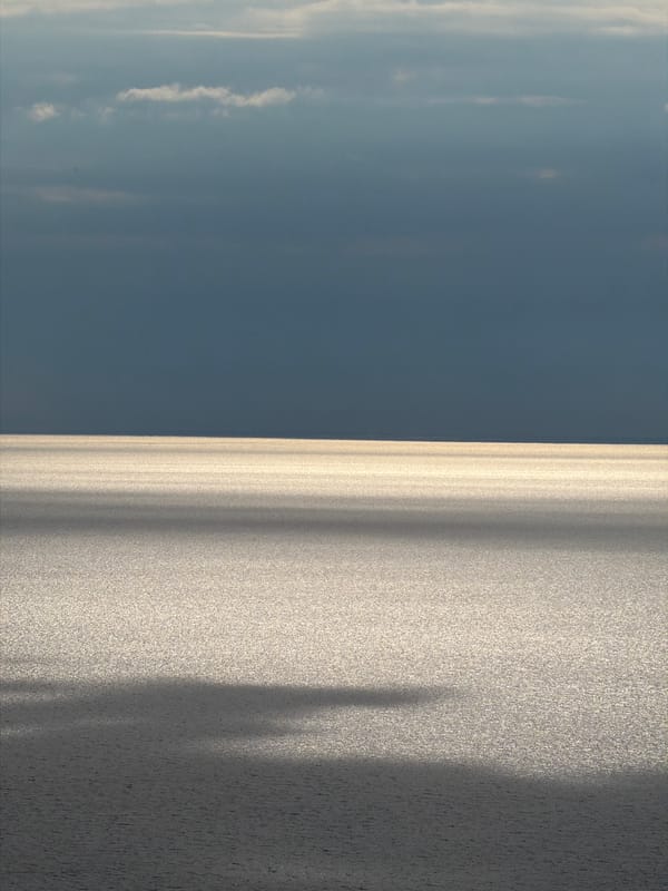 Adriatic Sea photographed with sunlight reflection near Montenegro coast