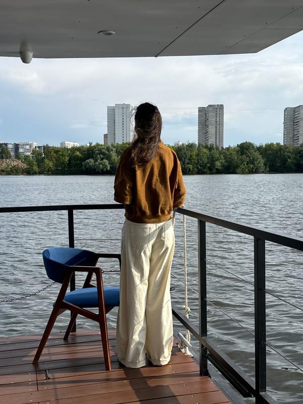 Hanging out on a Moscow waterfront deck on a summer afternoon