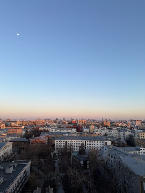 Moscow sunset cityscape captured by witnesses, woman takes selfies