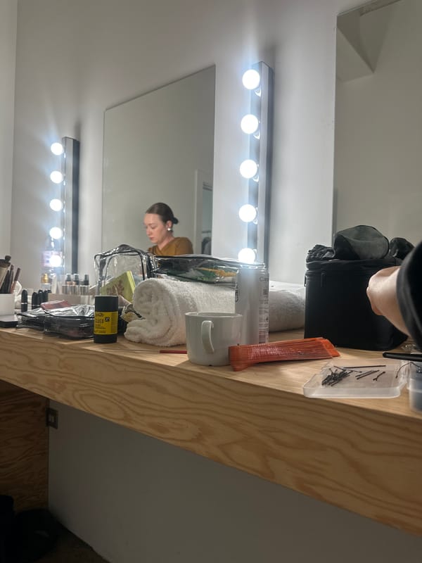Behind-the-scenes studio shoot with prep area, London