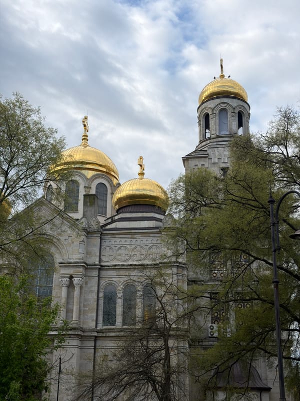 Orthodox cathedral documented in multiple views in Varna, Bulgaria