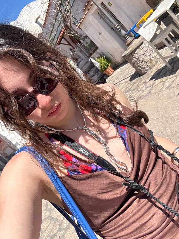 Tourist captures selfies with camera, ticket in Anacapri