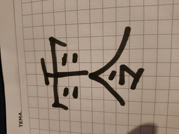 Symbolic cross drawing created on graph paper in La Paz