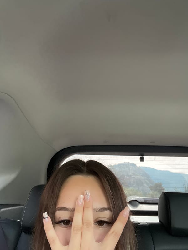 Scenic mountain road trip with classic backseat hang vibes