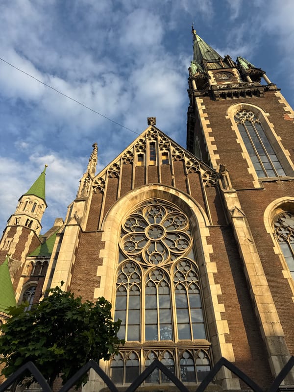 Close-up exploration of Lviv's Gothic Church of Saints Elizabeth and Olga