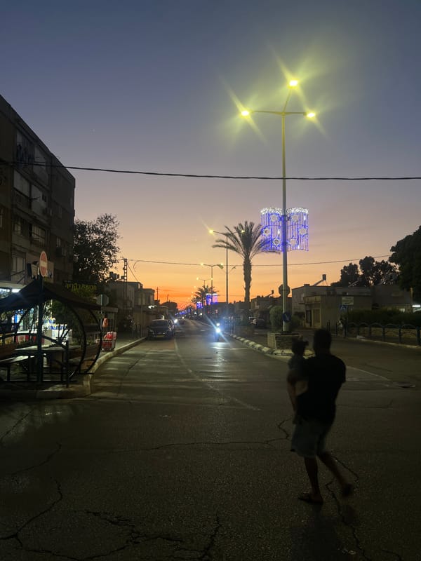 Dusk street scene captured in Kiryat Yam, Israel