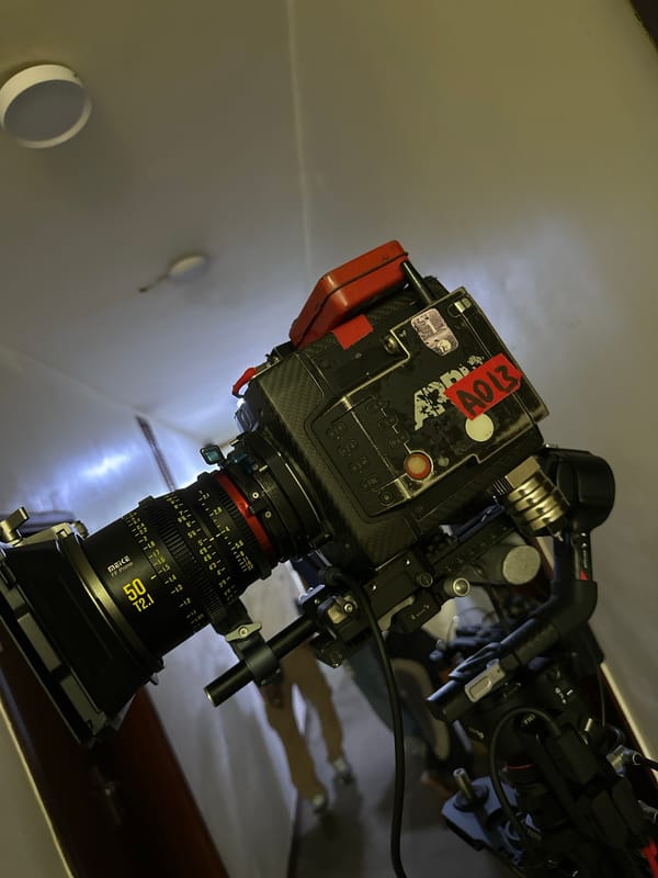 Film production equipment and safety gear documented in Lagos