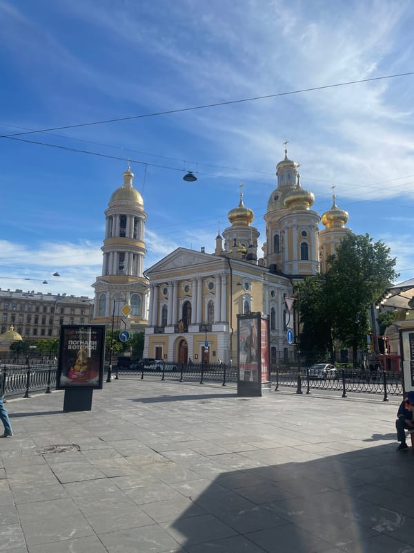 Morning scenes documented at Saint Petersburg cathedral and windowsill