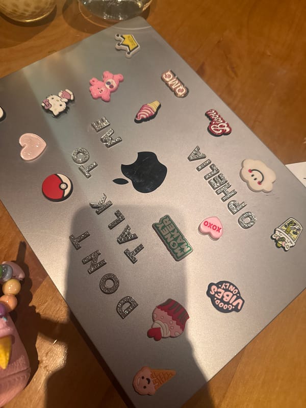 Oslo resident displays whimsical sticker collection on personal items