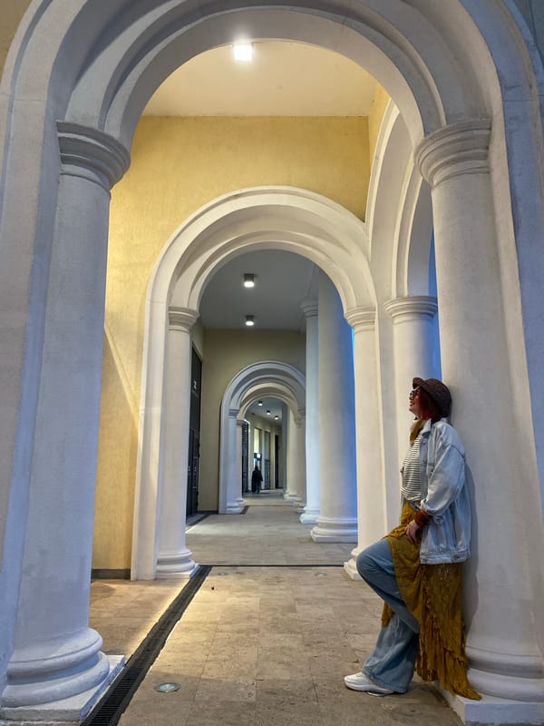 Architectural hallway with arched columns documented in Sochi building