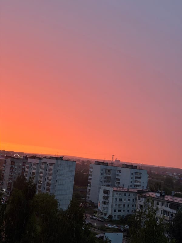 Vivid summer sunset over Chaikovsky's residential skyline