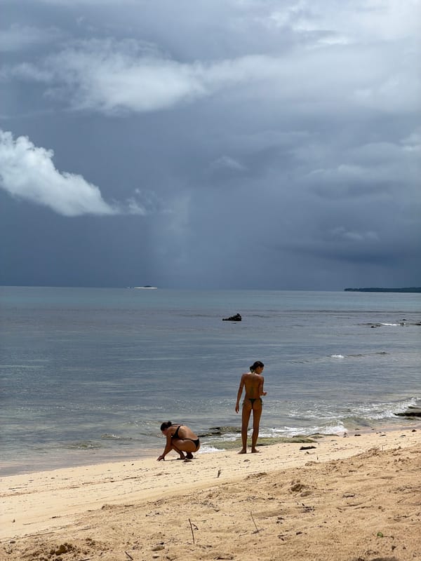 Woman enjoys early morning boat trip in Dapa Philippines