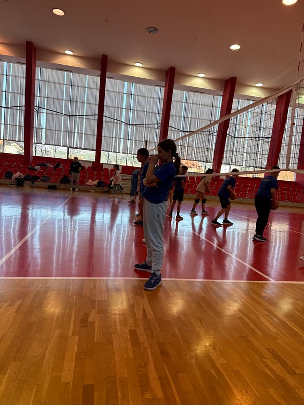 Children participate in morning physical activities at Etropole gymnasium