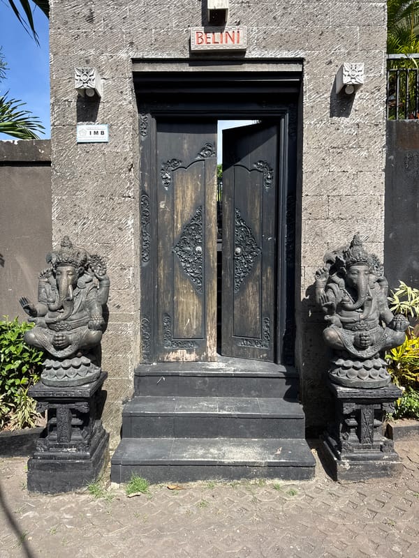 Morning moments: Temple visit and dog companion in Kuta Selatan