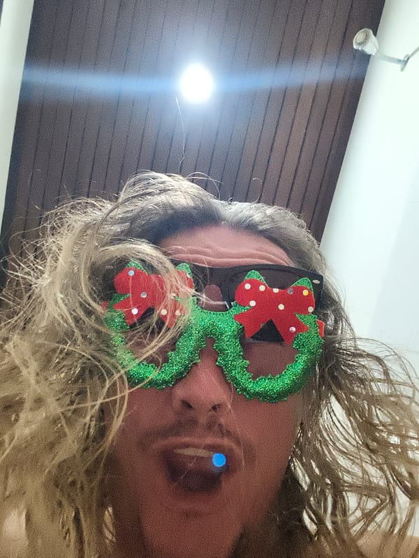 Blonde-haired individual photographed multiple times in Thai village