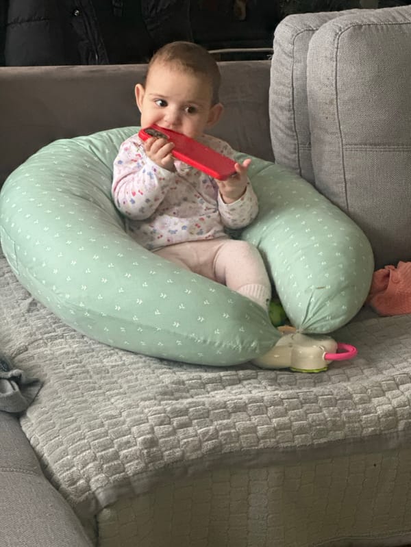 Baby observed in support pillow at Strasbourg residence