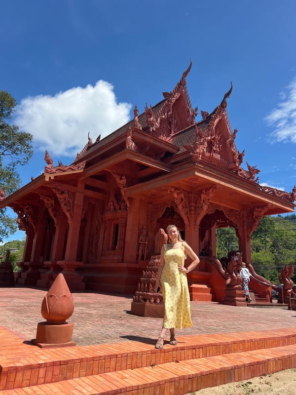 Tourist visits Red Temple, coastal scenes captured in Thailand