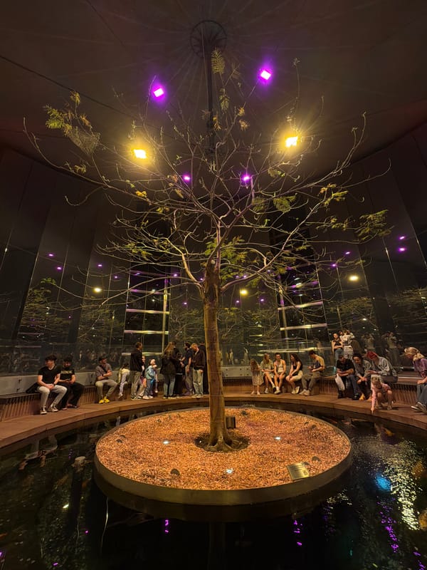 Indoor wildlife display with koi ponds documented in Krasnodar