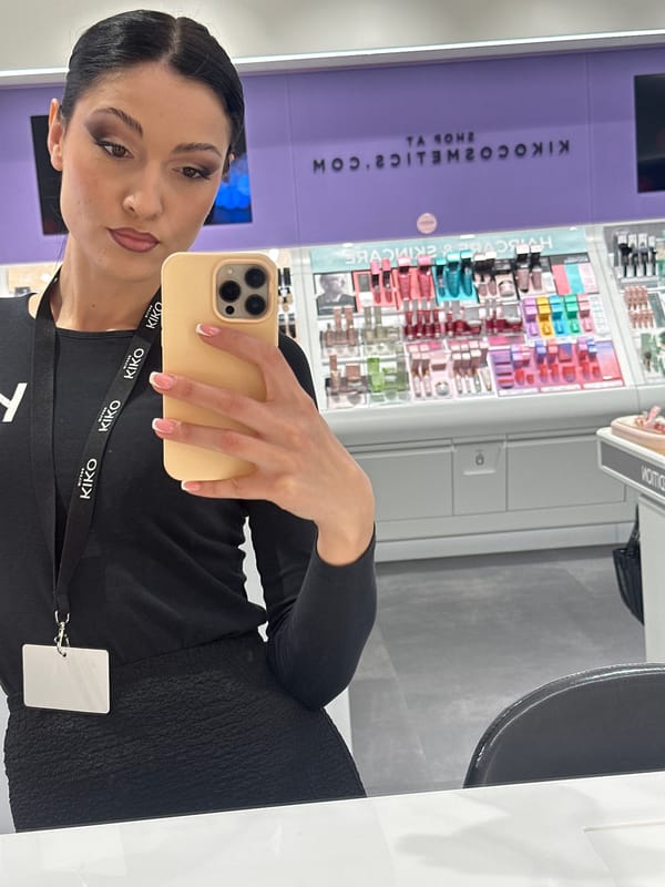 Woman takes selfie in Kiko Milano store, Burgas