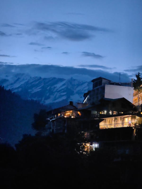 Evening twilight scenes and hot air balloon captured in Vashisht