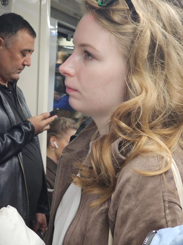 Morning train passengers spotted in Khimki, Russia