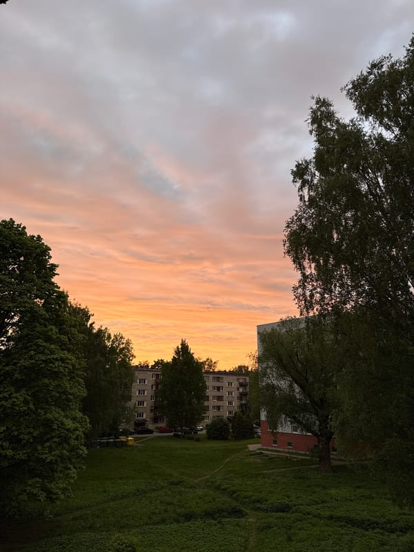 Evening moments captured in Riga: dusk skies and dinner prep